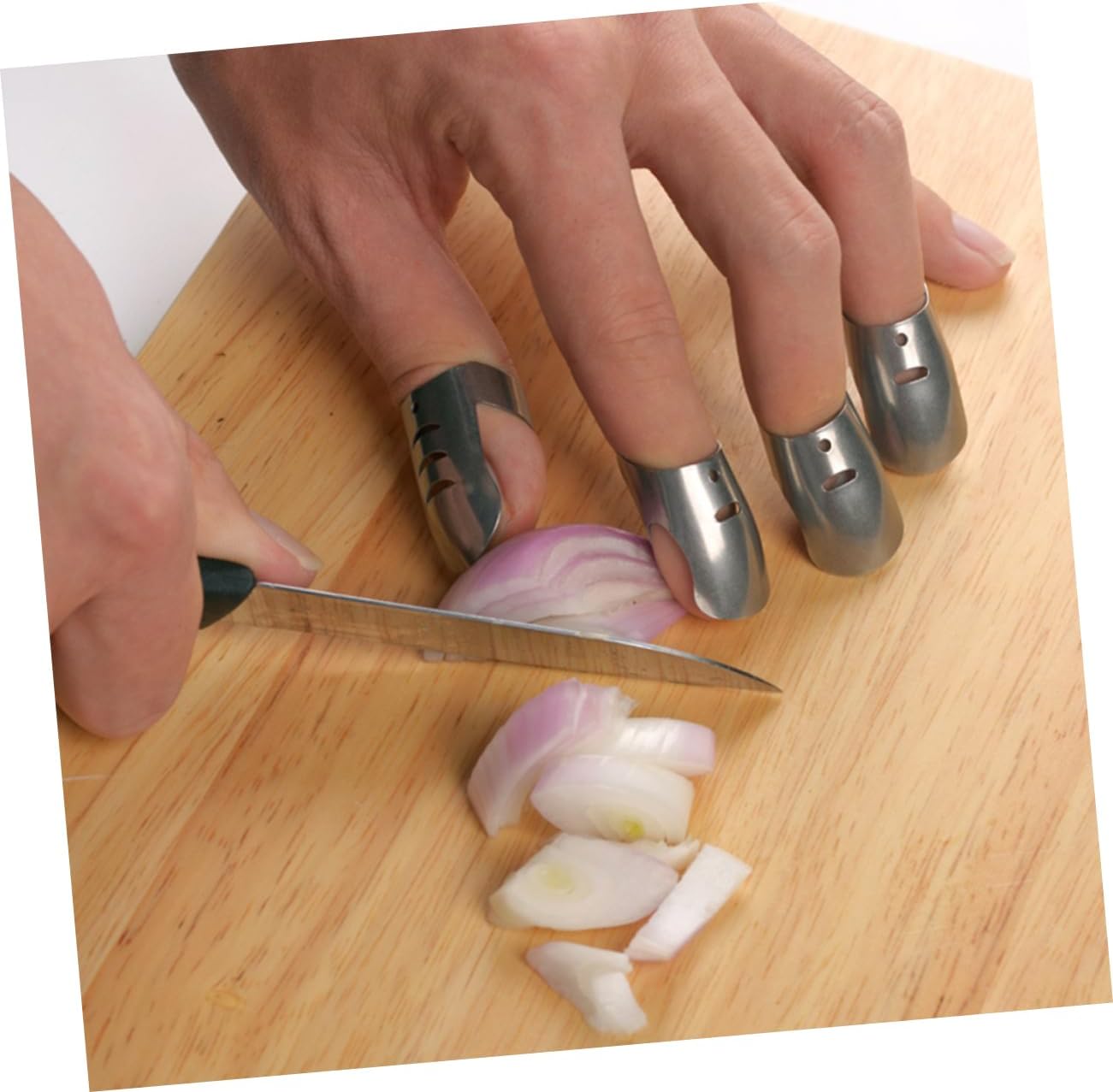 Cabilock 4-Piece Stainless Steel Finger Protectors Kitchen Safety Guard