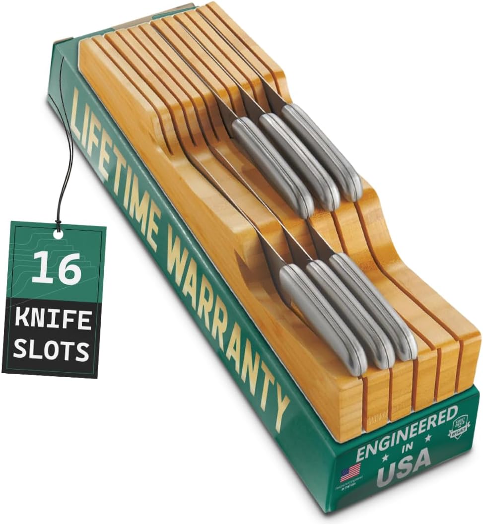 100 Pure Bamboo in Drawer Knife Block