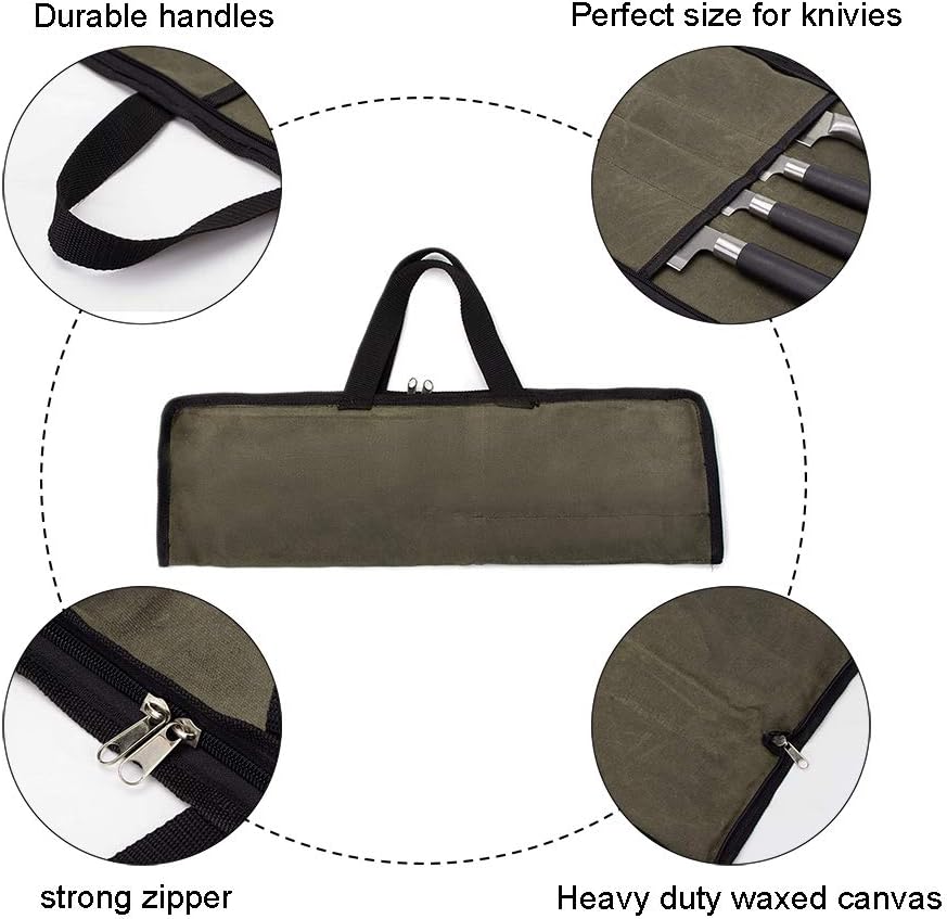 QEES Chef Knife Roll Bag with 4 Slots for Cooking entailments