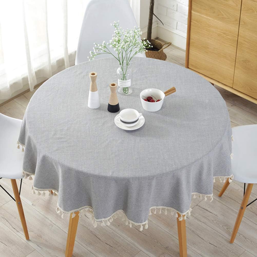 Meioro Round Linen Tablecloth 59 Inch
