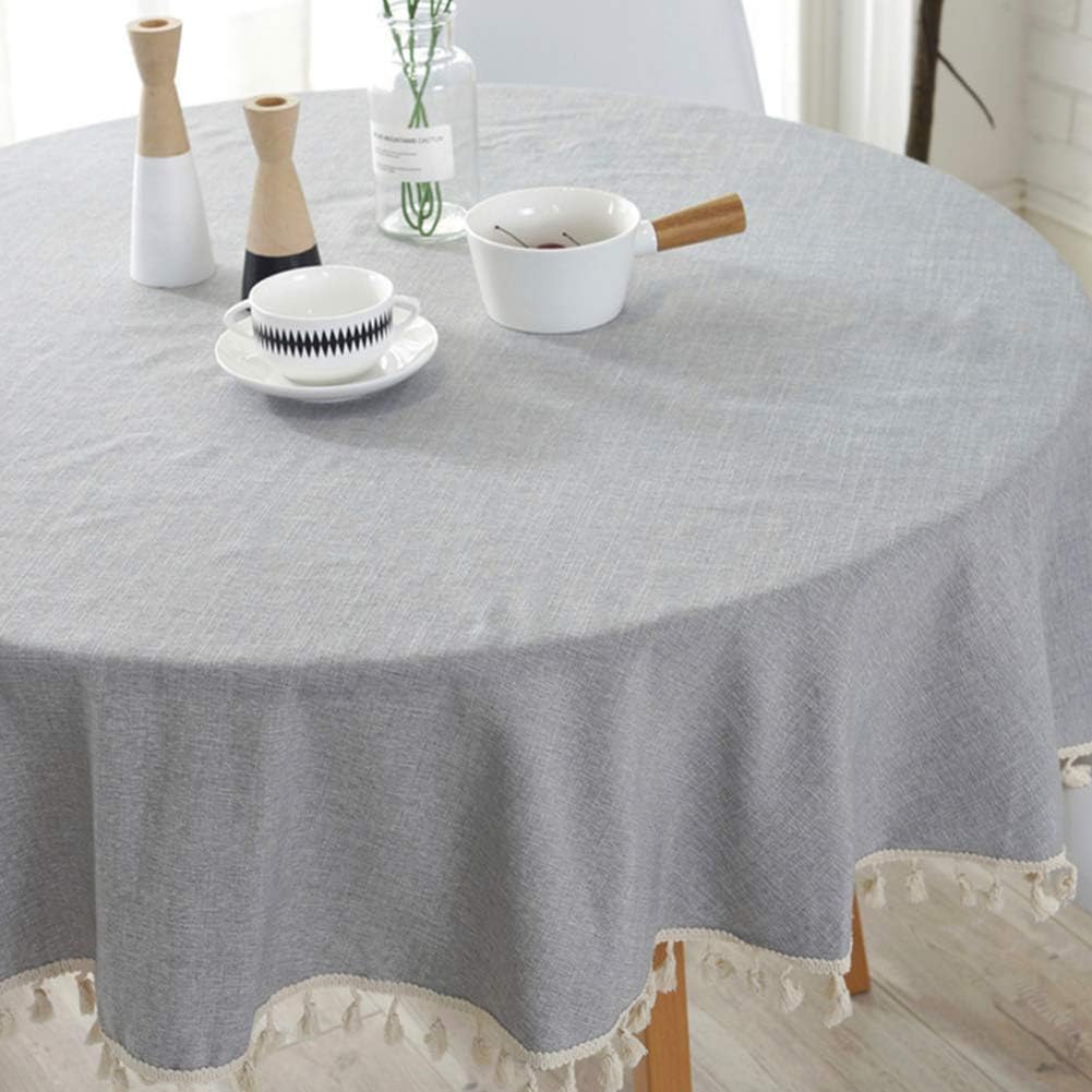 Meioro Round Linen Tablecloth 59 Inch