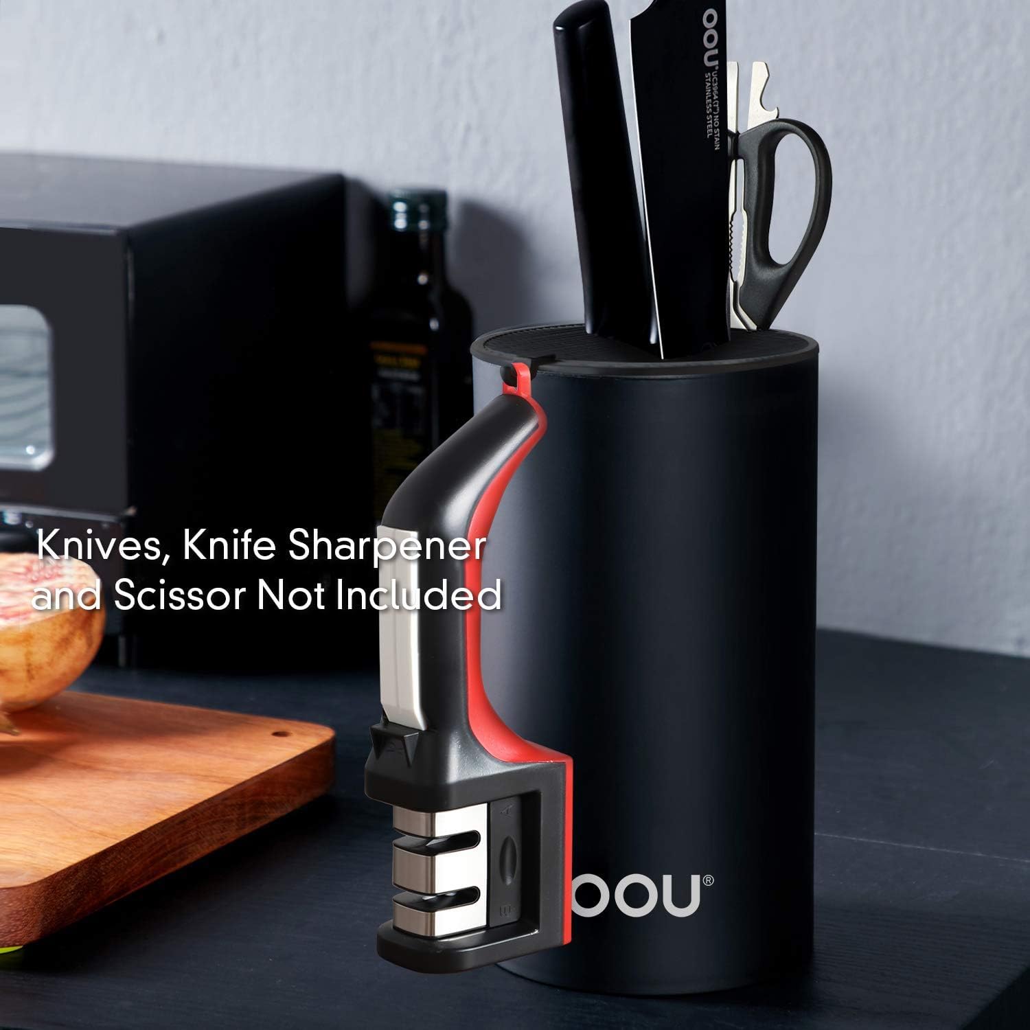 OOU Universal Knife Block for Detachable Storage - Detachable Sharpener Vase Black