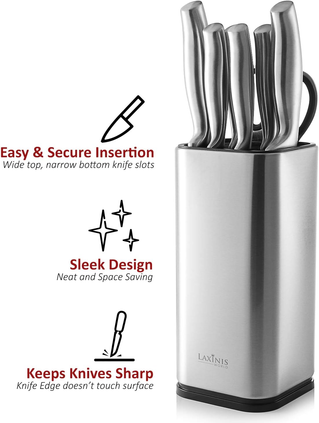 Laxnis World Universal Stainless Steel Knife Block