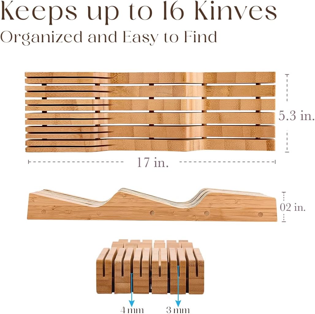 100 Pure Bamboo in Drawer Knife Block