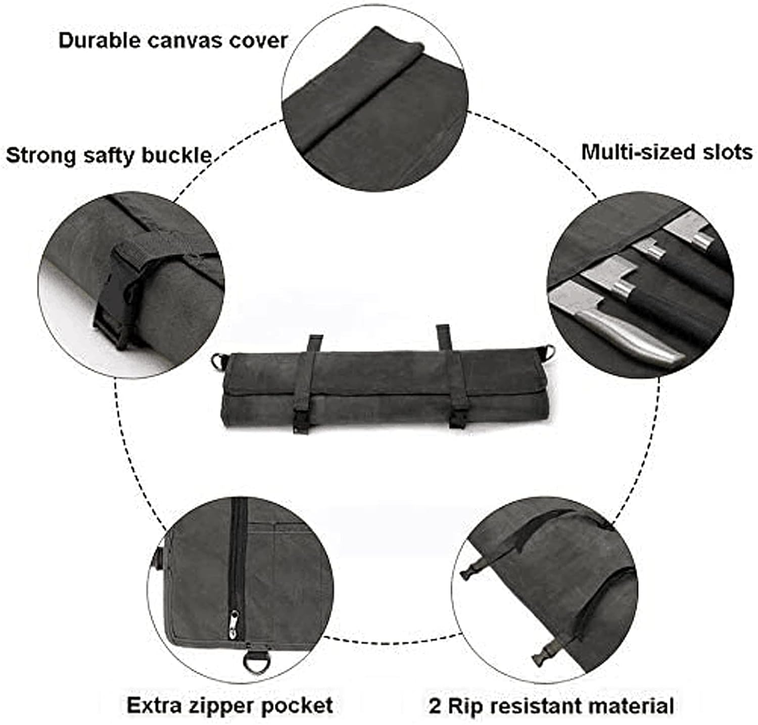 HERSENT Chefs Knife Roll Bag with 10 Slots