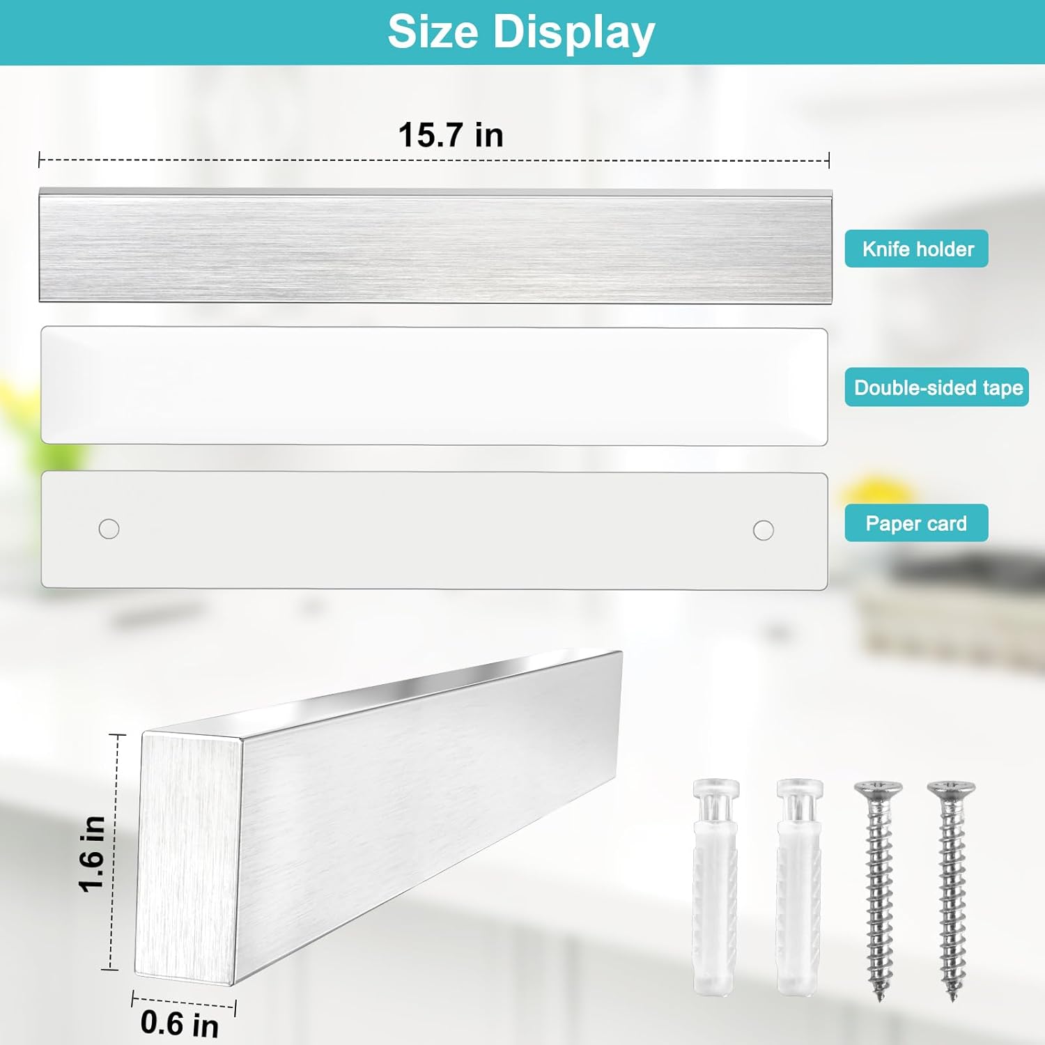 16-inch Magnetic Knife Strip No Drill Heavy Duty