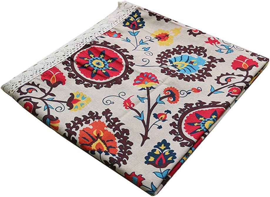 Aothpher Modern Boho Floral Jacquard Washable Tablecloth with Lace Edging