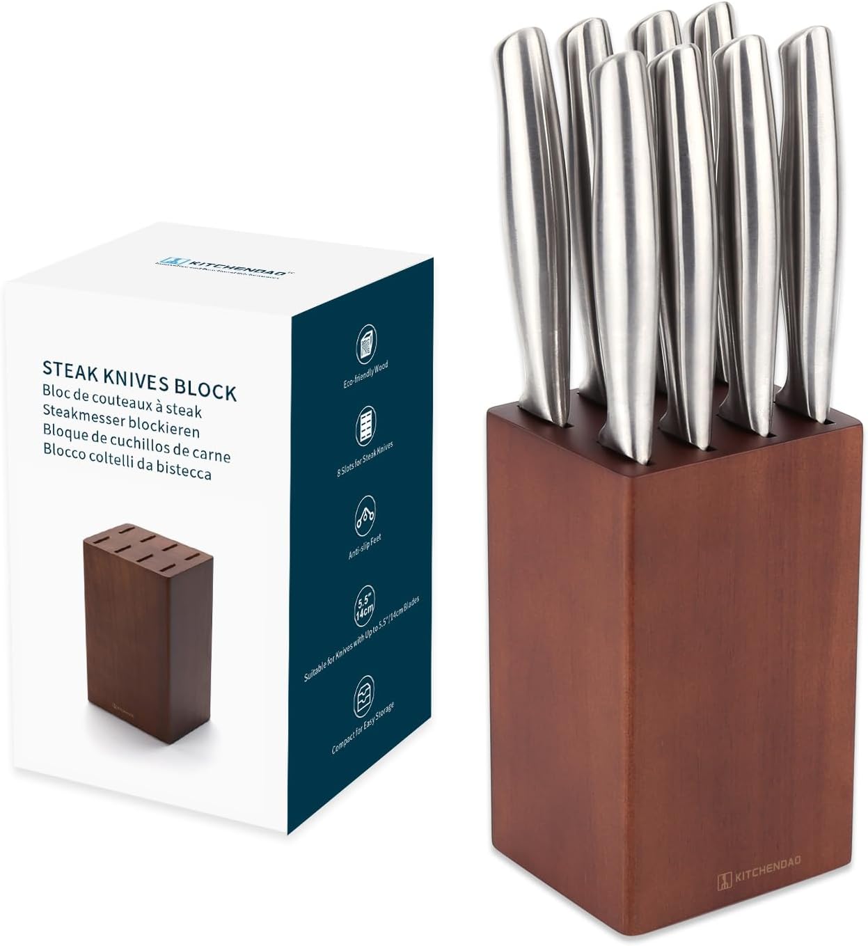 55-inch Steak Knife Block Holder - Protect Your Knives Compact Stylish Design