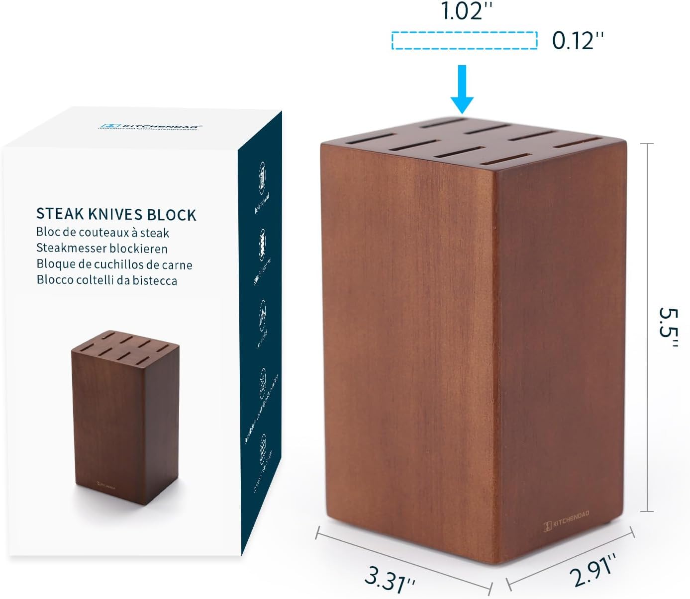 55-inch Steak Knife Block Holder - Protect Your Knives Compact Stylish Design