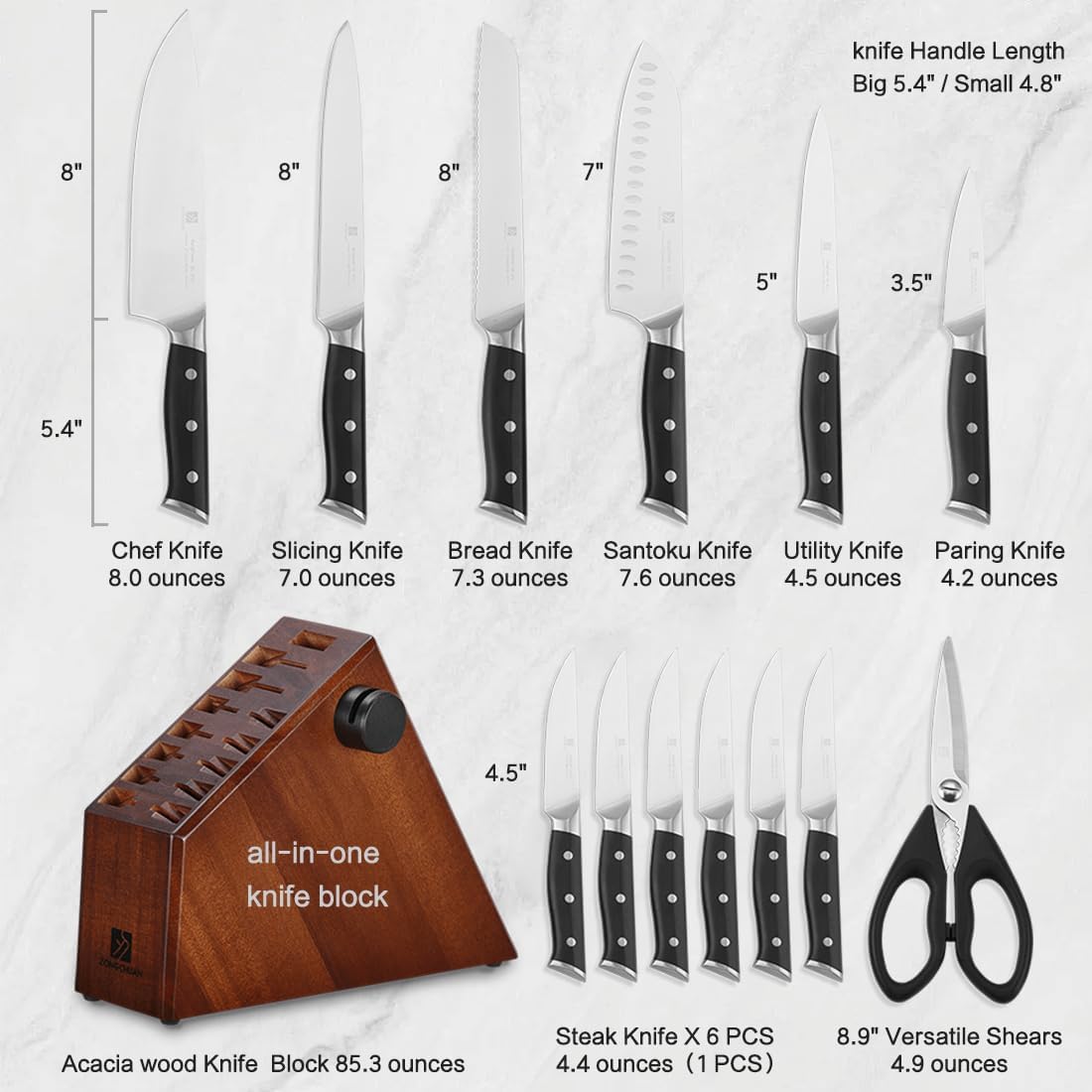 15-Piece Sharp Knife Set for Home Cooking