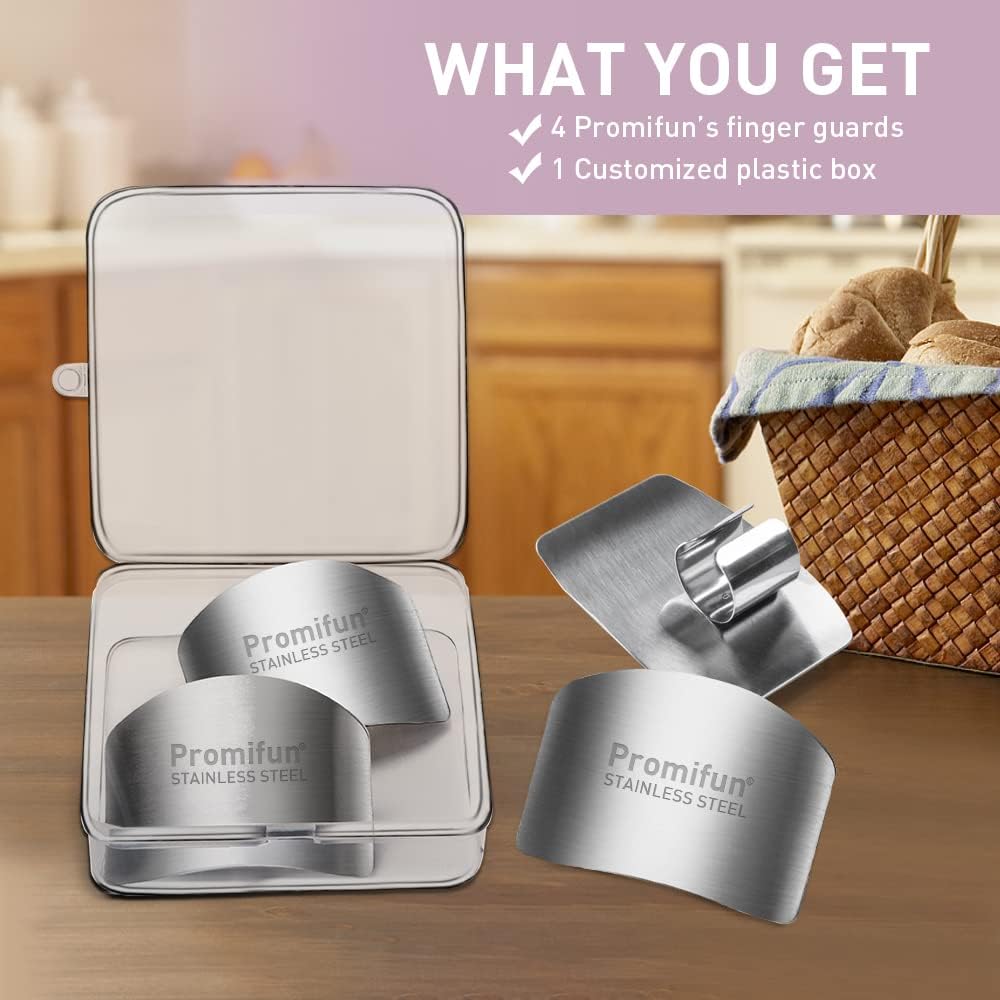 Stainless Steel Finger Guards - 4-Piece Set for Kitchen Use