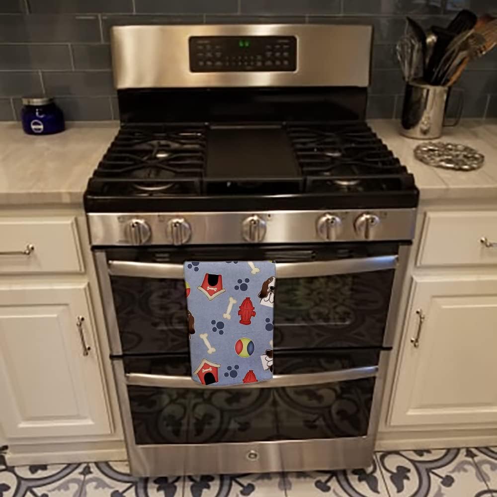 Vibrant Basset Hound Kitchen Towels Non-Brushing Dishcloth Bathroom Runes Machine Washable