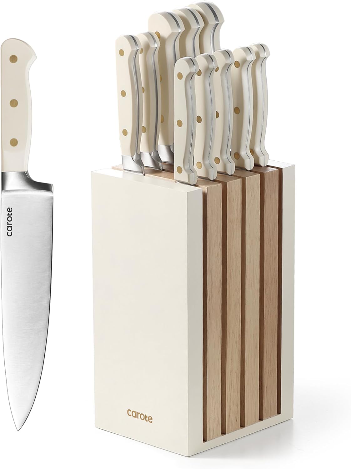 CAROTE 11PCS Knife Set with Block for Kitchen