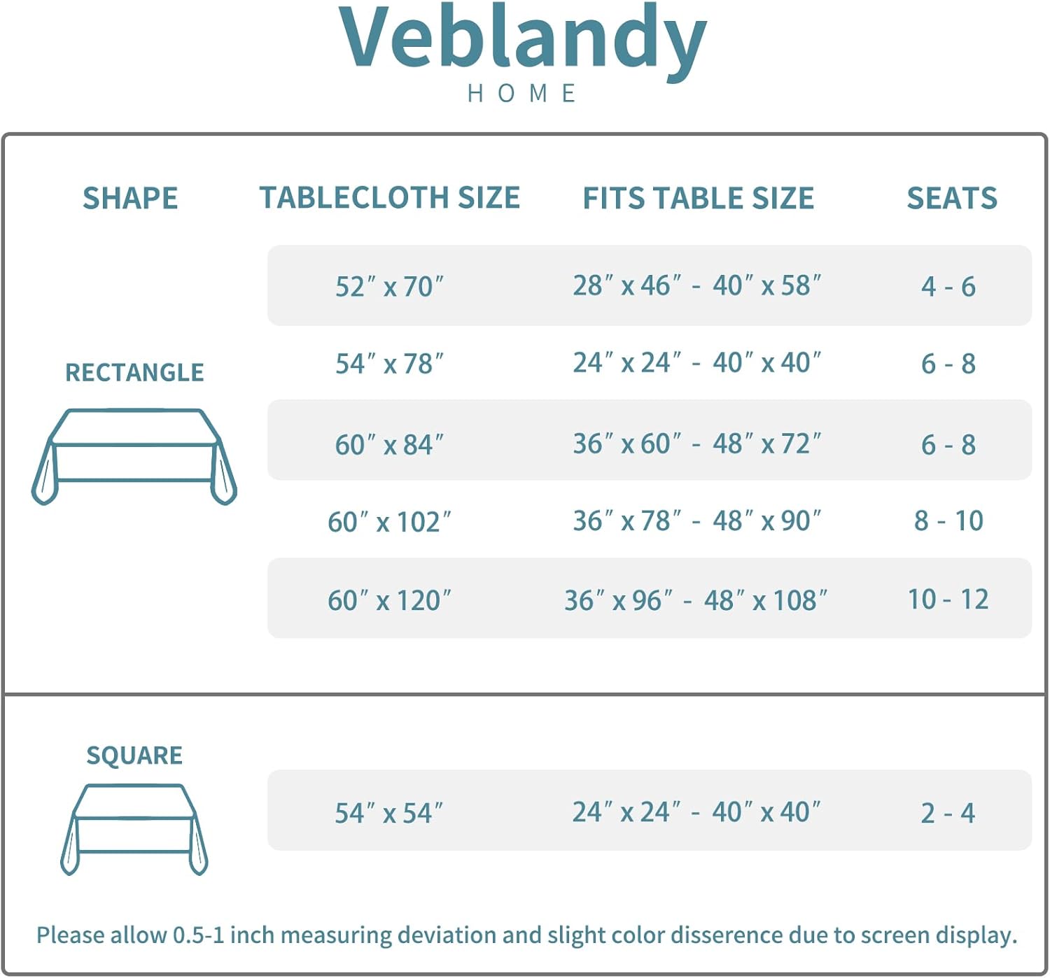 Veblandy waterproof tablecloth 60x84 inch black spill-proof