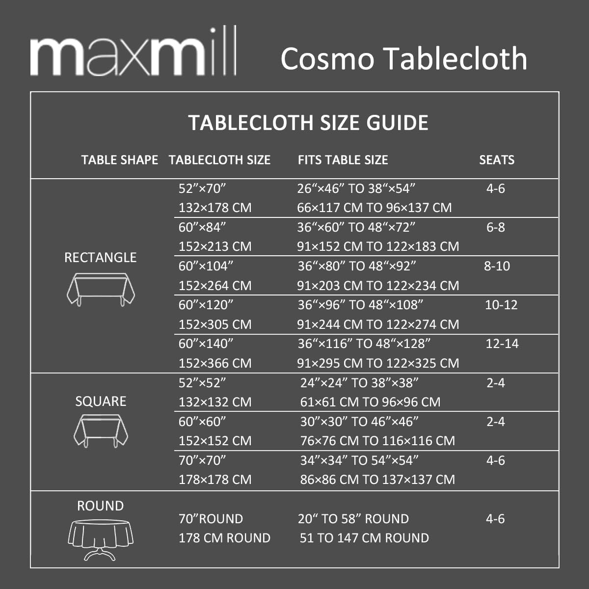 Maxmill Slubby Texture Tablecloth Slate Blue - Durable for Dining Events