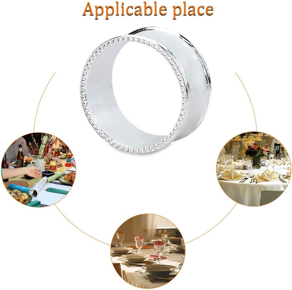 Stainless Steel Bead Side Napkin Rings 6-Piece Set