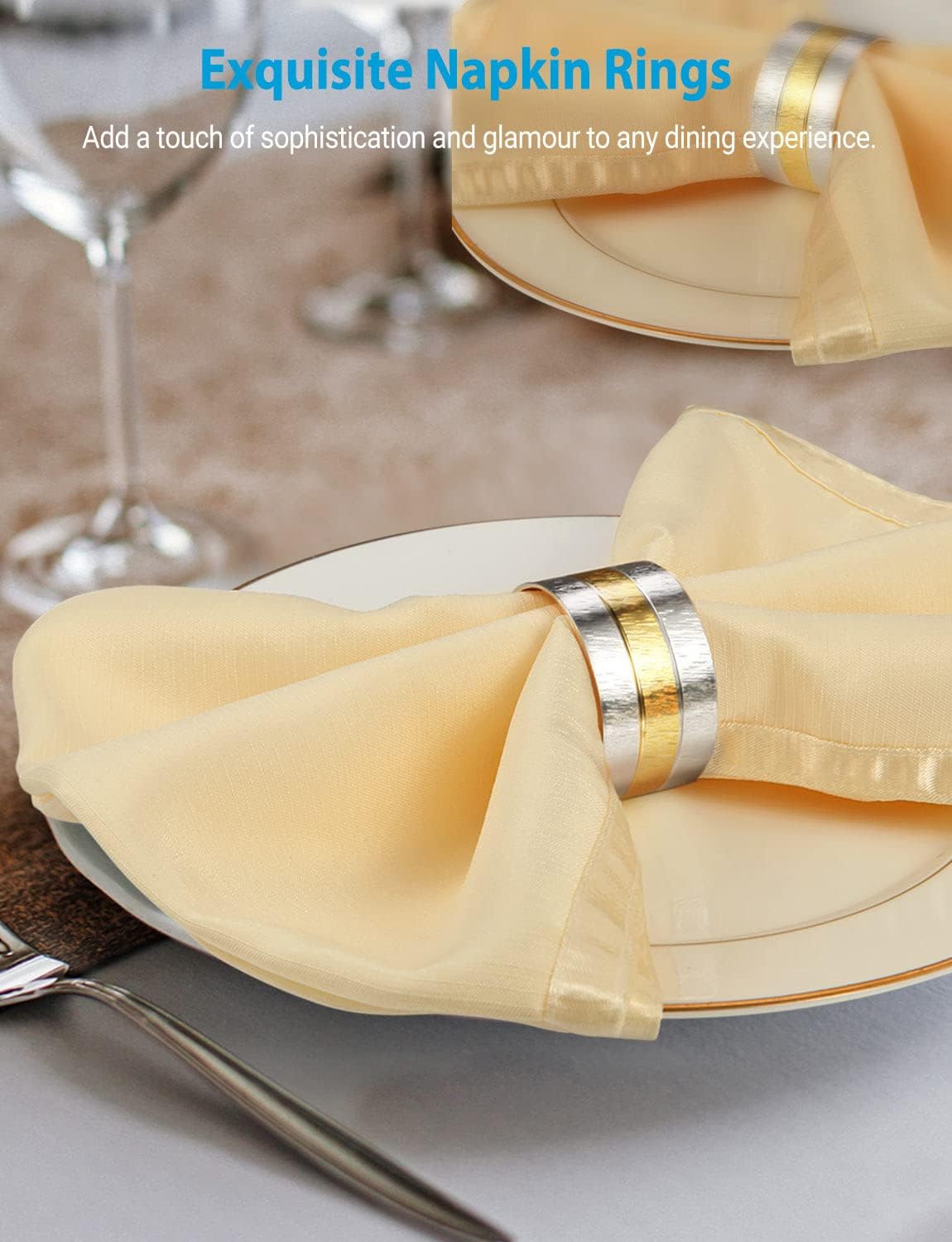 Dress Up Napkins with 2-Tone Napkin Rings from URWOOW
