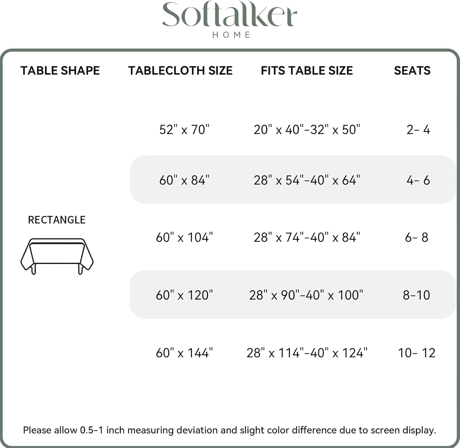Softalker Rustic Linen Textured Tablecloth Waterproof Wipeable Sage Green 60x84