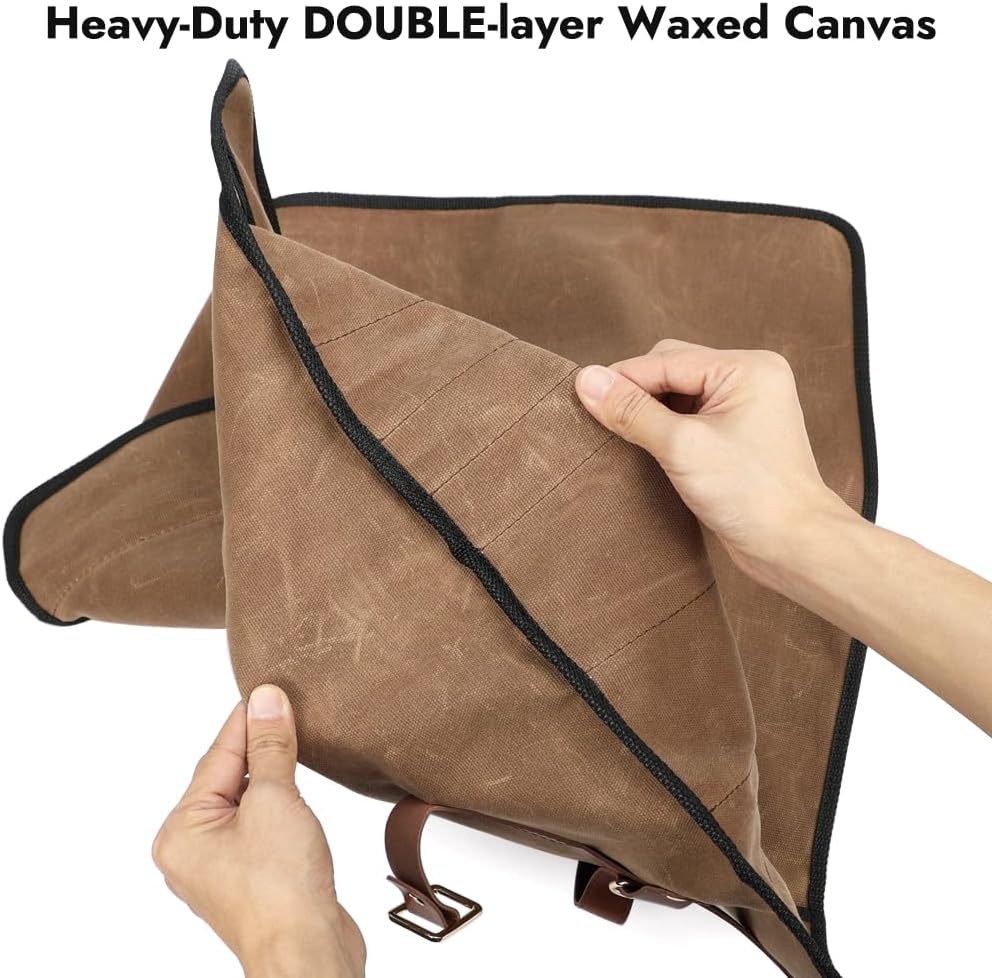 Professional Knife Roll Bag with PU Leather Zippers