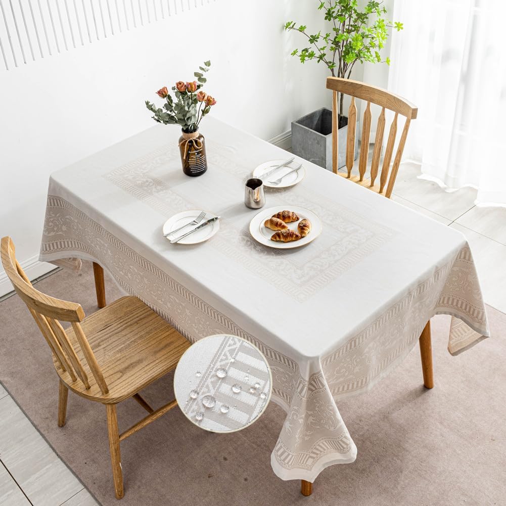 Hi-End Taupe Tablecloth for Lifestyle - 60x102 Inch waterproof Durable