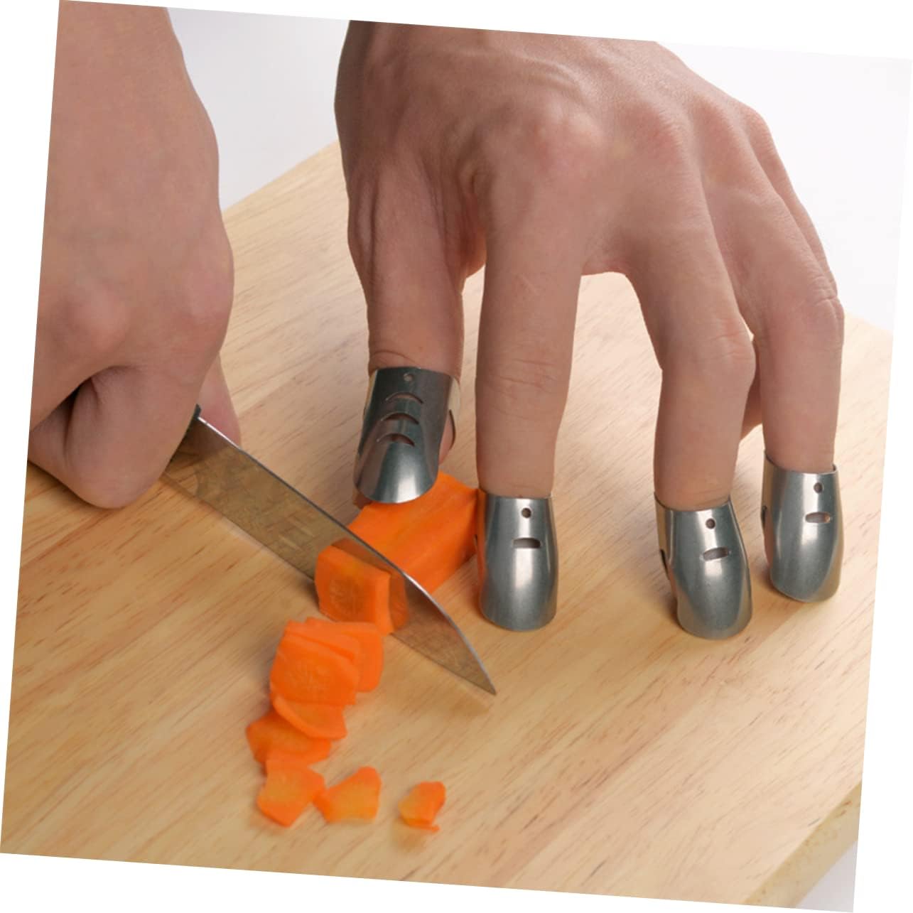 Alipis 4-Piece Stainless Steel Finger Protectors for Safe Kitchen Use