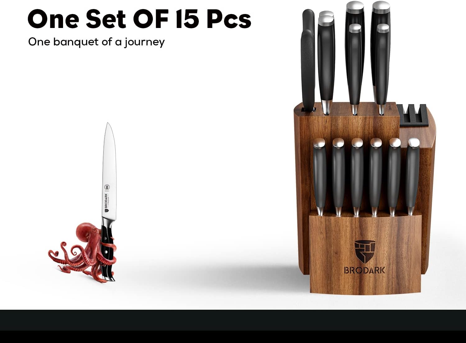 Professional Chef Knife Set German Stainless Steel Full Tang with Sharpener