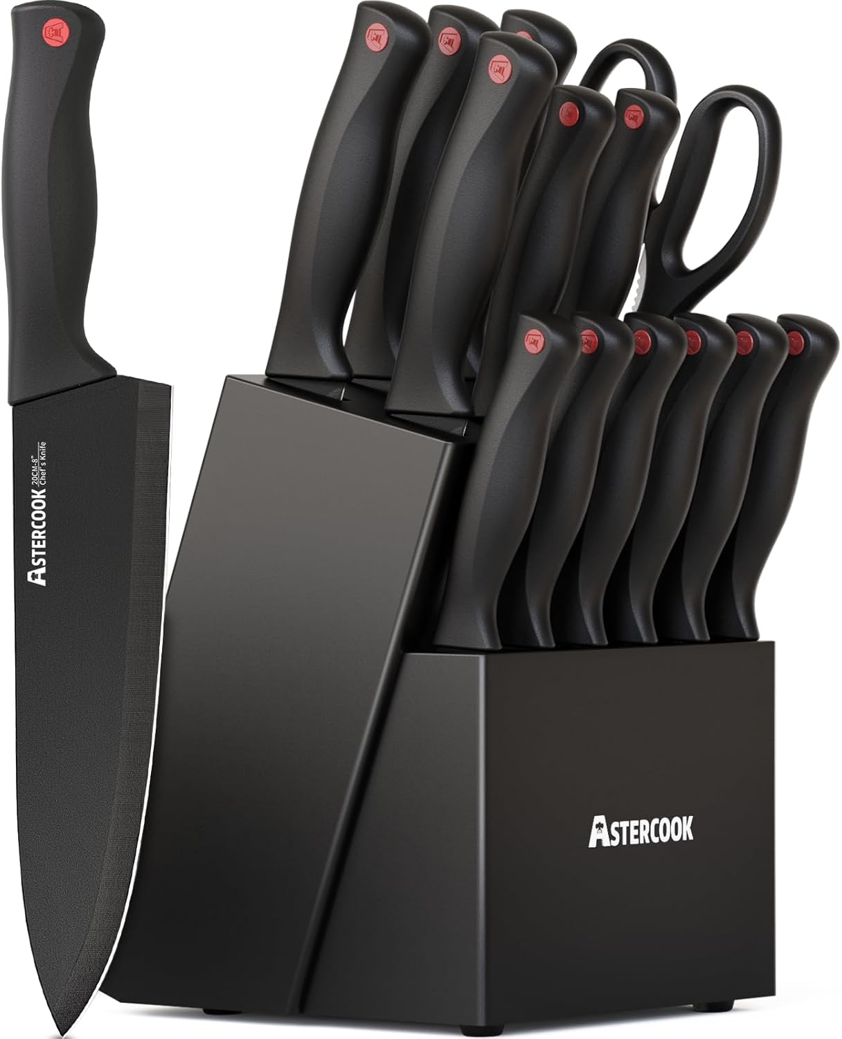 15-Piece German Stainless Steel Knife Set with Built-In Sharpener Lifetime Warranty