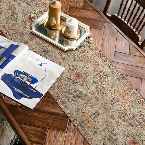 Dusty Blue Table Runner Vintage Farmhouse Style