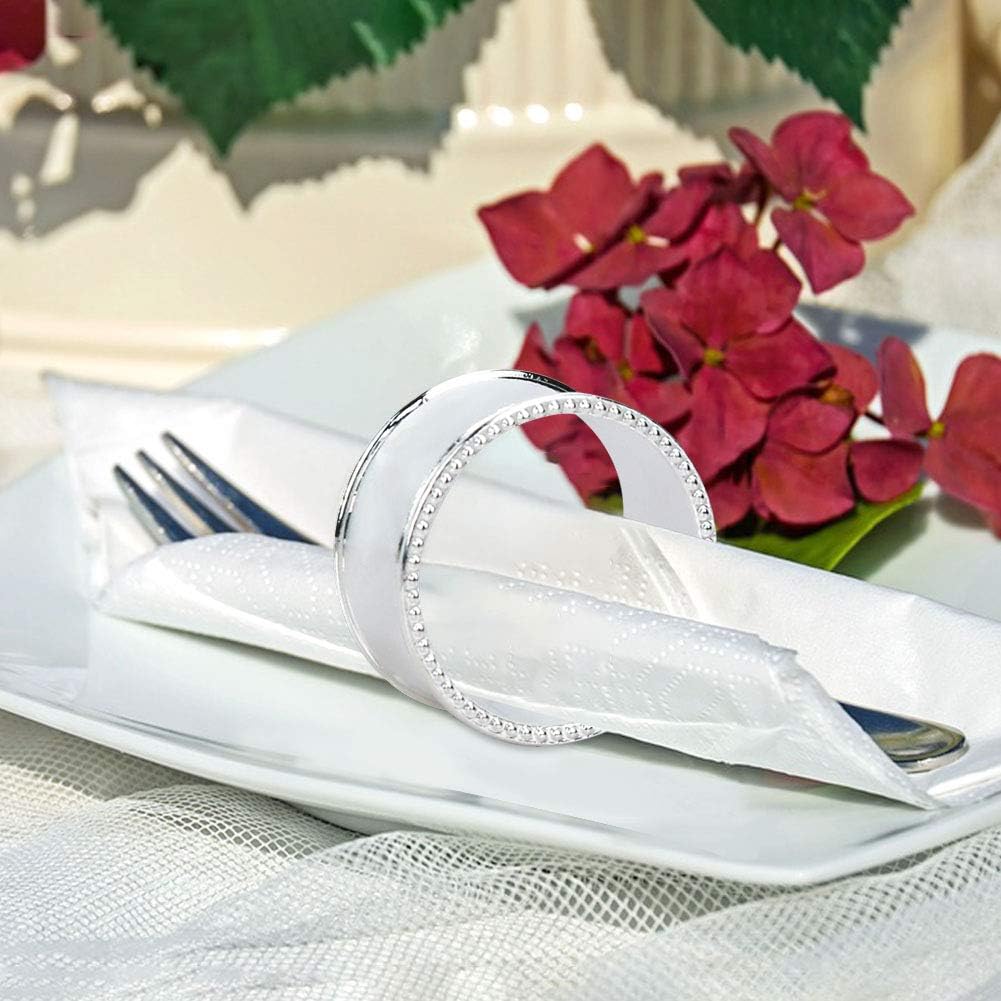 Stainless Steel Bead Side Napkin Rings 6-Piece Set