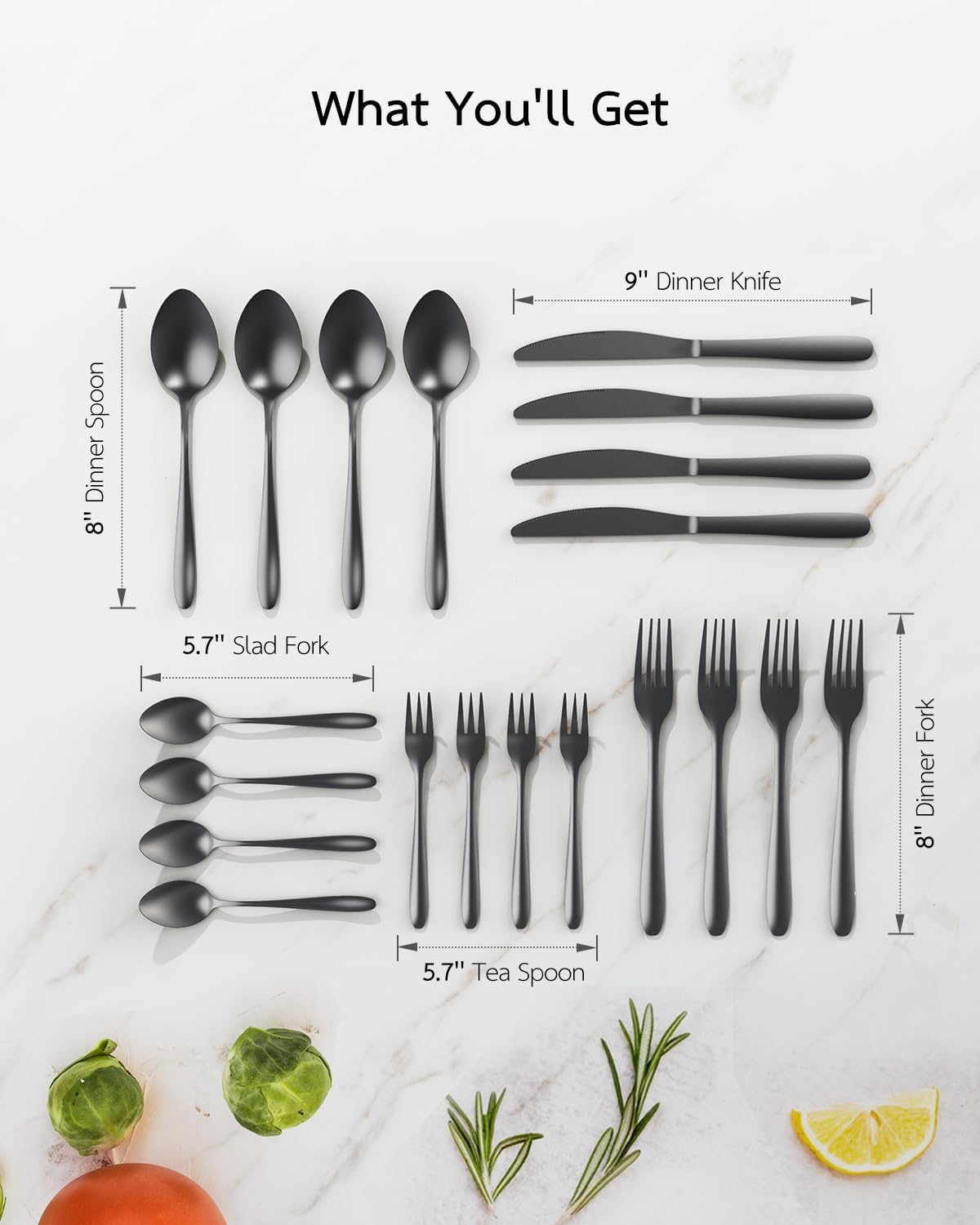 32-Piece Knife Set with Block Sharpener Silverware Holder Black