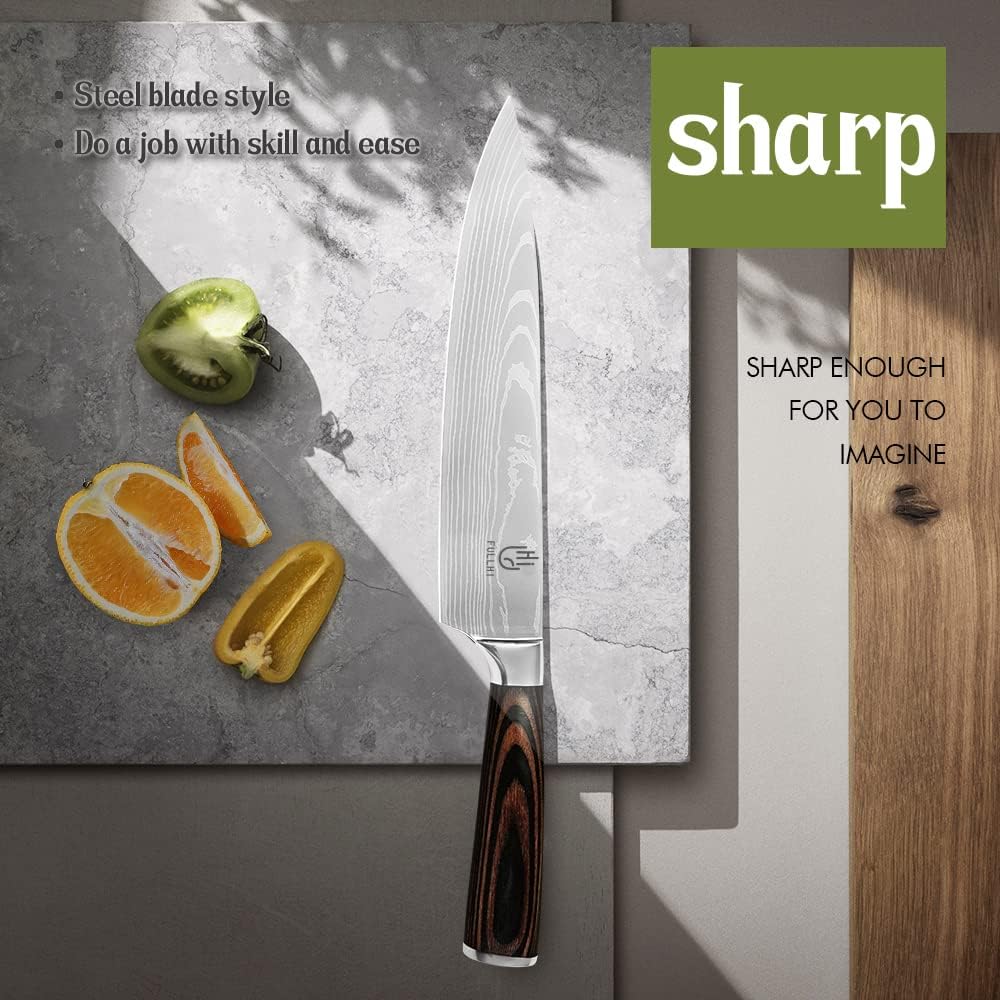 FULLHI 14pcs Japanese Knife Set with Safety Accessories