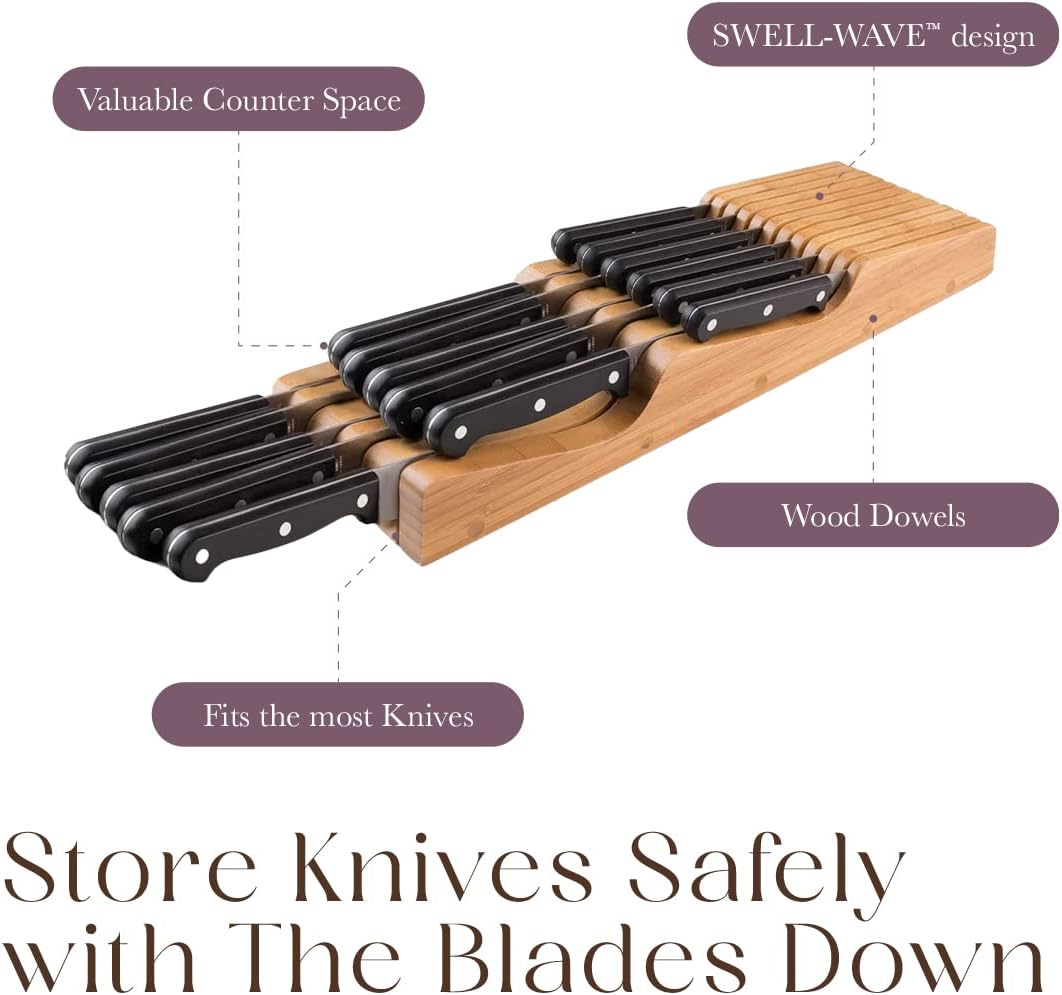 100 Pure Bamboo in Drawer Knife Block