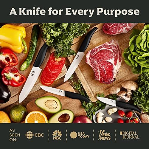 Vos Ceramic 4-Piece Knife Set - Premium Sharp Durable Elegant