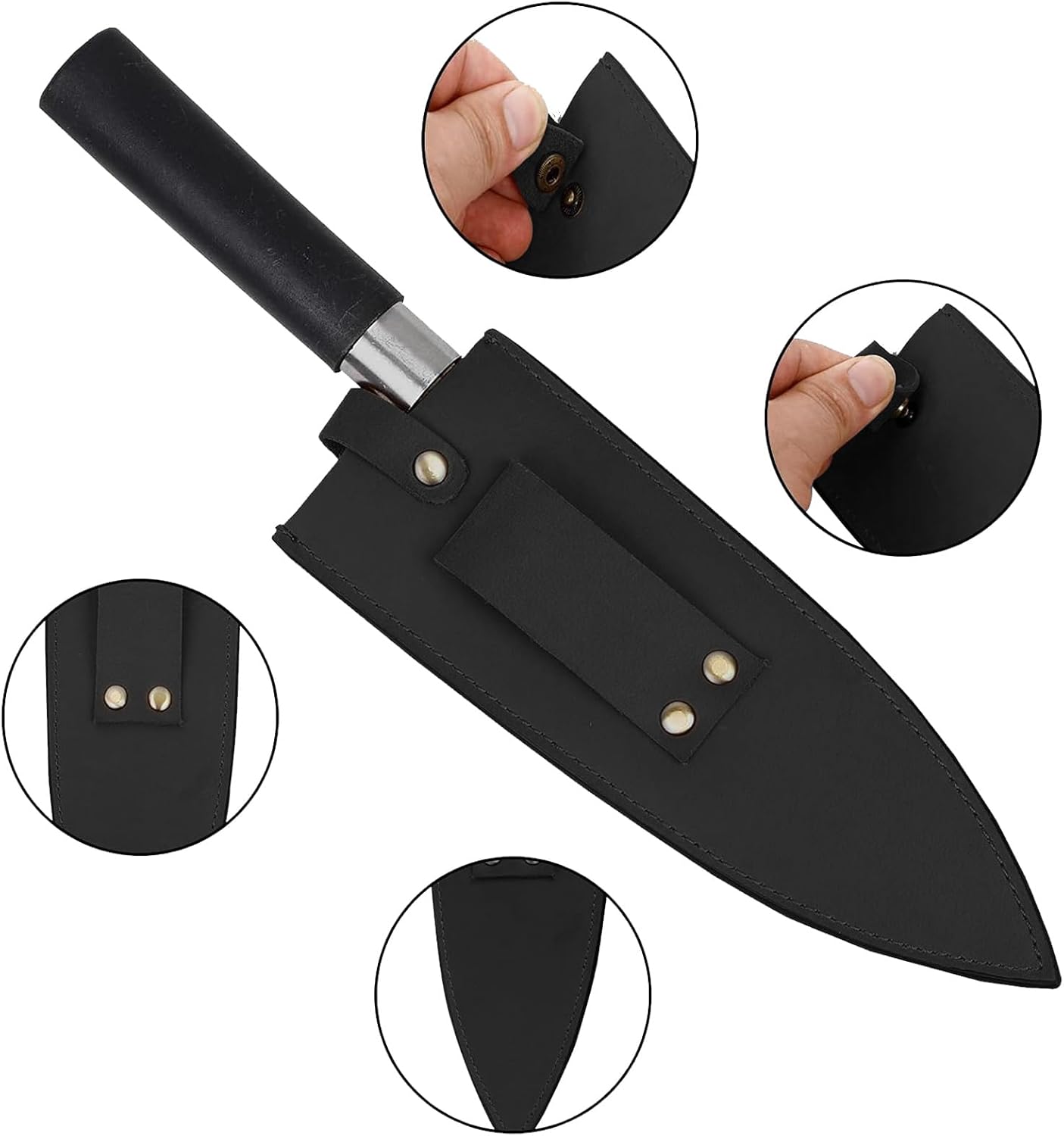 Qchengsan 8-Inch Cowhide Leather Knife Sheath with Belt Loop