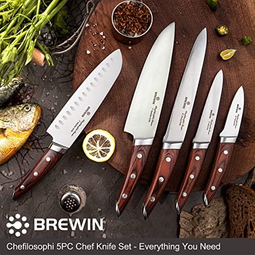 Brewins ChefiLOSOPHI Japanese Chef Knife Set 5PCS Ergonomic Design Complete Set