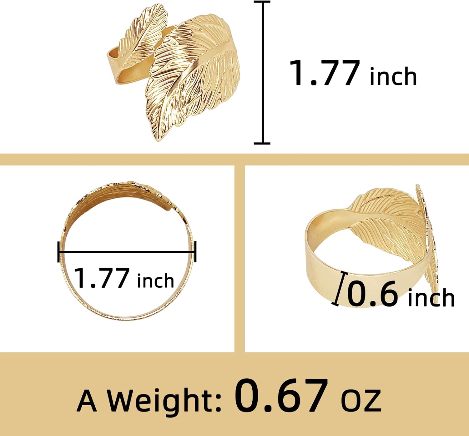 Sturdy 8-Piece Gold Napkin Rings Durable Elegant for Dining