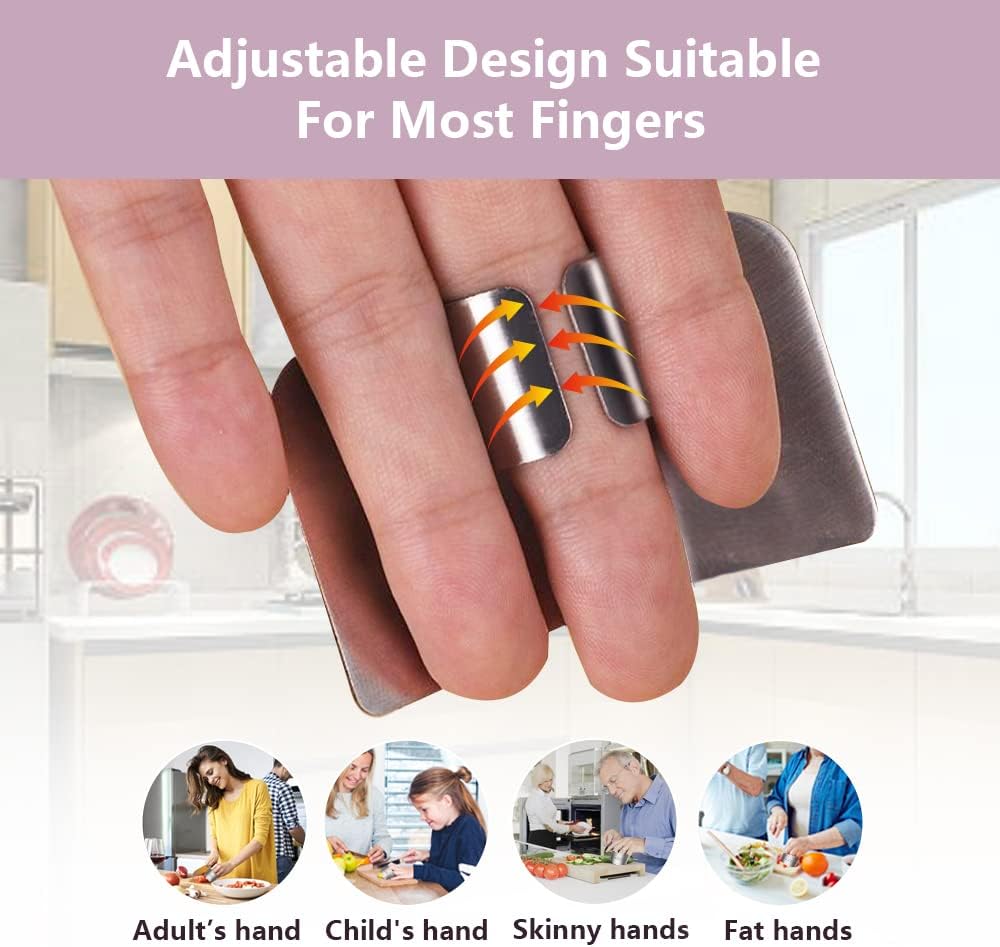 Stainless Steel Finger Guards - 4-Piece Set for Kitchen Use