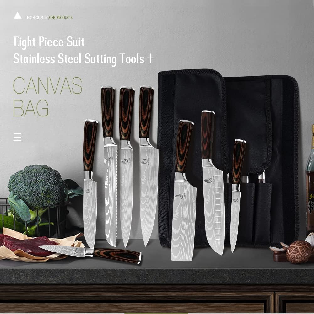 FULLHI 14pcs Japanese Knife Set with Safety Accessories