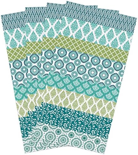 ZOE GARDEN 4-Piece Premium Dish Towels Durable Luxurious Blue Green Turquoise Stripe