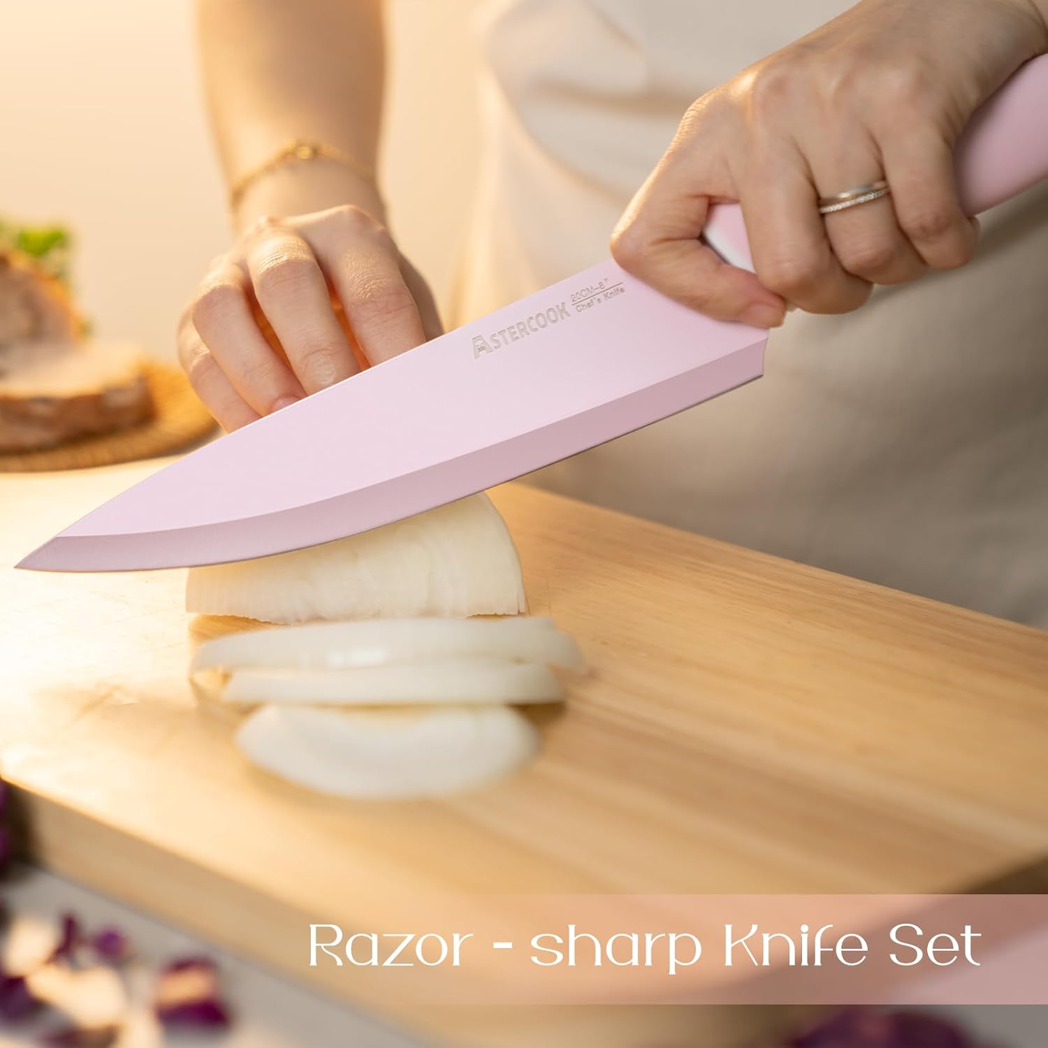 Astercook Crystal Pink 22-Piece Knife Block Set