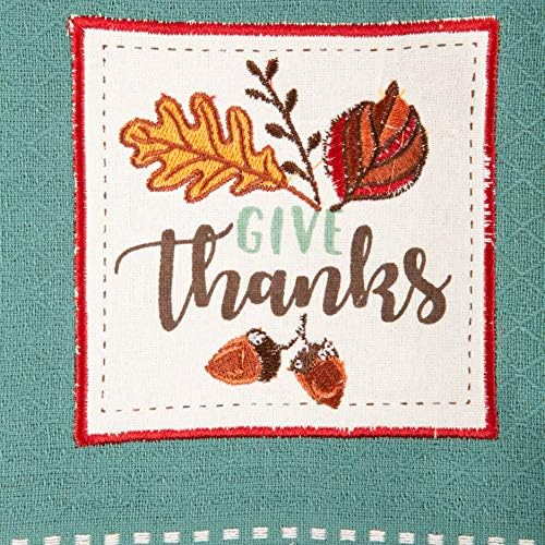 DII Fall Basics Collection Embellished 18x28 Dishtowel Set Thankful Grateful