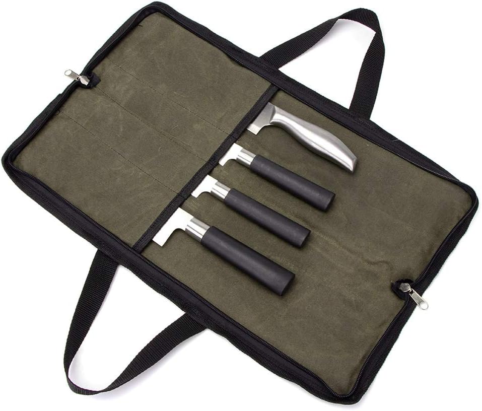 QEES Chef Knife Roll Bag with 4 Slots for Cooking entailments