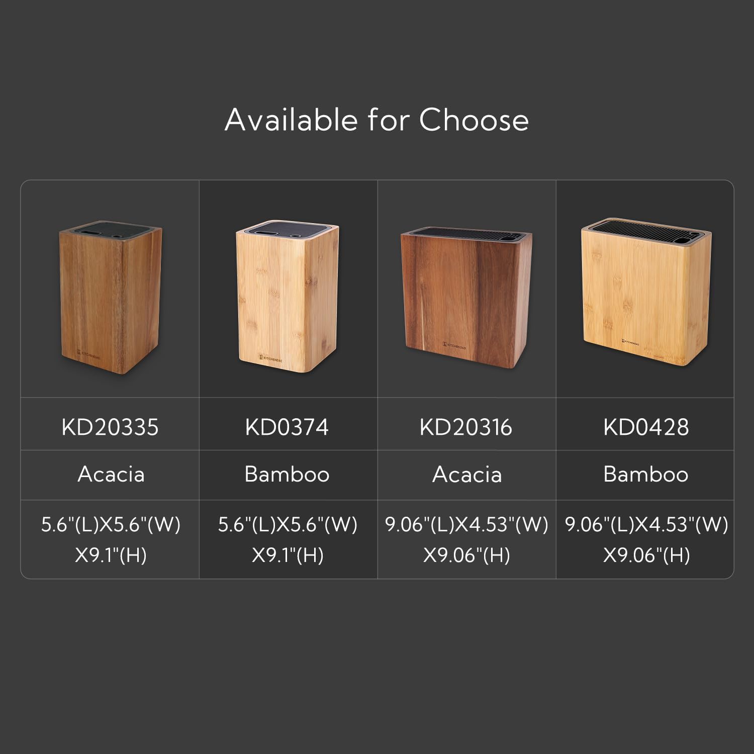 Kitchendao XL Acacia Wood Knife Block Holder