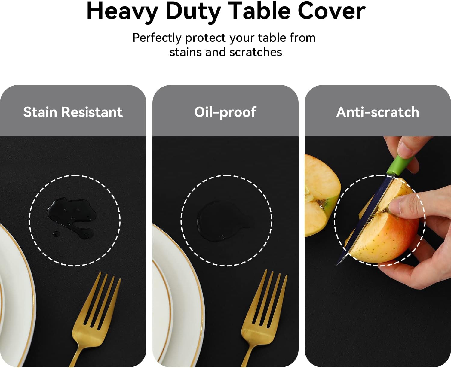 Romanstile 100 Waterproof PVC Tablecloth - 54 x 78 Inch Black