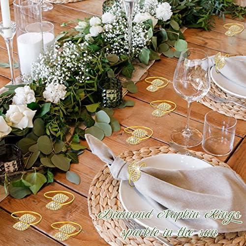 100-Piece Metal Napkin Rings with Rhinestone Design