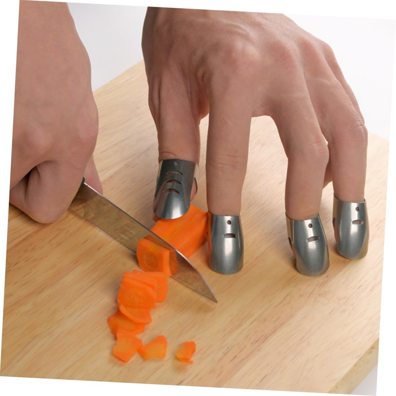 Cabilock 4-Piece Stainless Steel Finger Protectors Kitchen Safety Guard