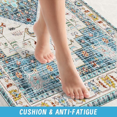 HappyTrends Boho Kitchen Mat Non-Slip Water-Resistant