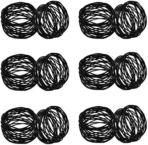 Object Handmade Napkin Rings 12-Piece Set for Parties Weddings Black 12