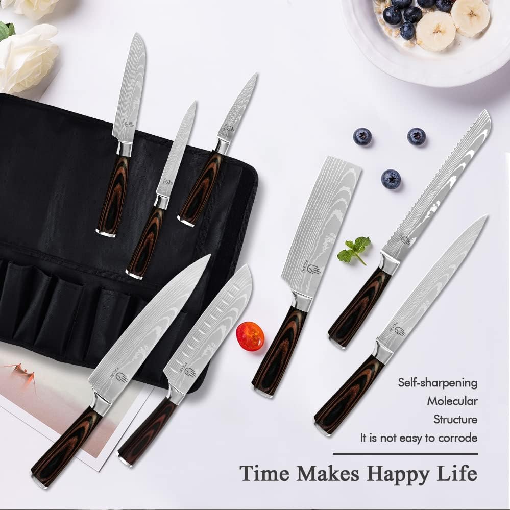 FULLHI 14pcs Japanese Knife Set with Safety Accessories