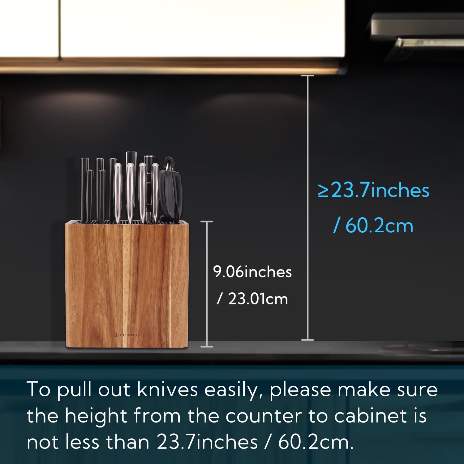 Kitchendao XL Acacia Wood Knife Block Holder